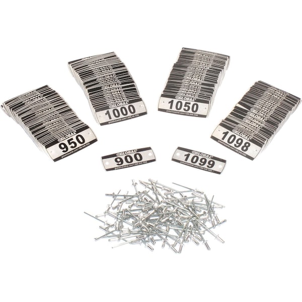 Global Industrial Locker Number Plate Kit, Numbered 900-1099, 200PK 493411C - main